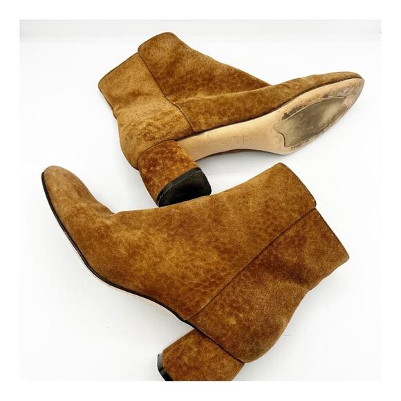 AGL Suede Almond Toe Zip Block Heel Veta Ankle Boot Bootie Tan 38/ 7.5-8 - Picture 4 of 7